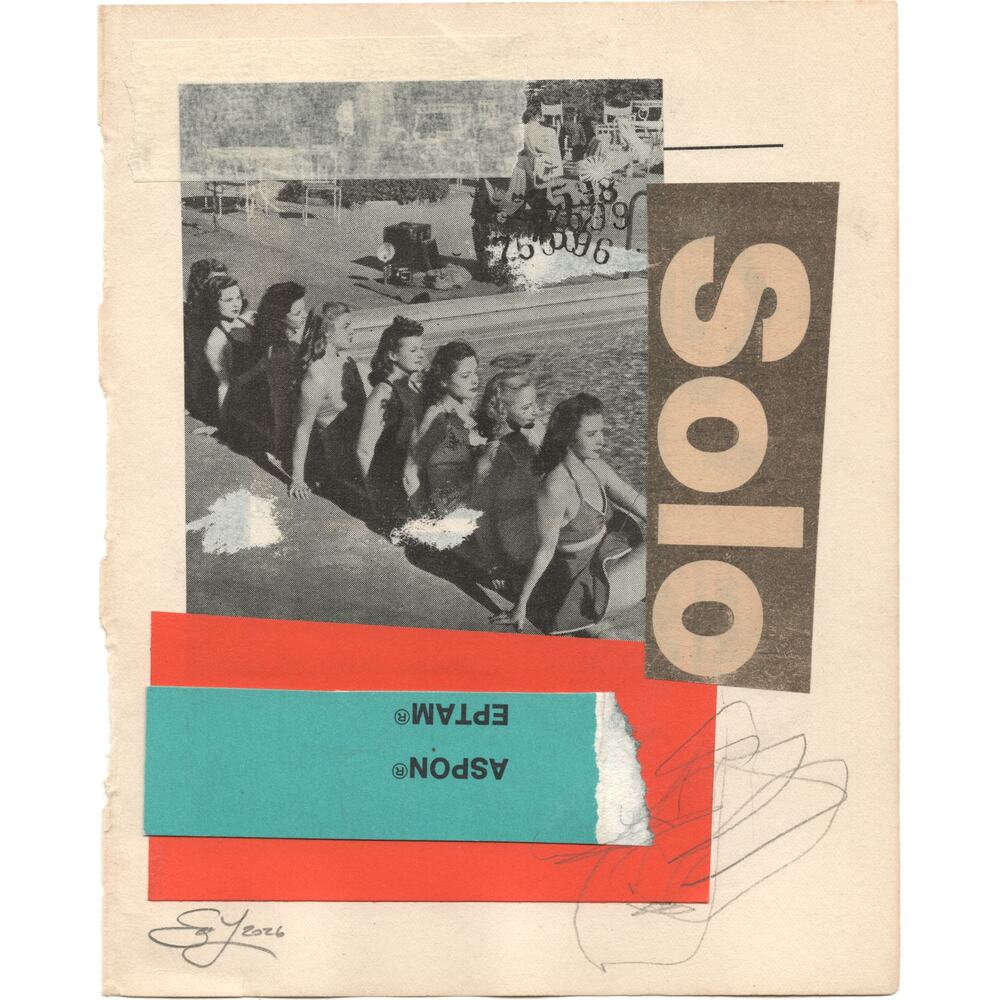 Original Mixed Media Modern Art Collage "Solo" 5.25x6.75" Signed